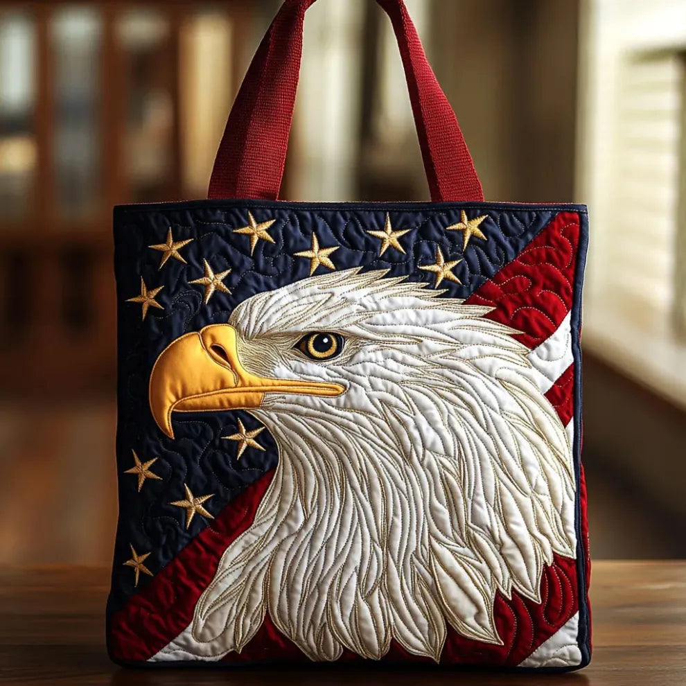 Águila de la libertad | Bolsa tote acolchada artesanal