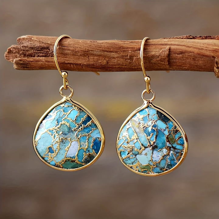 Bohemian Turquoise Mosaic Teardrop Earrings