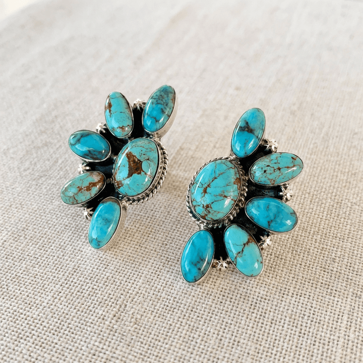 Bohemian Style Vintage Flowers Turquoise Earrings