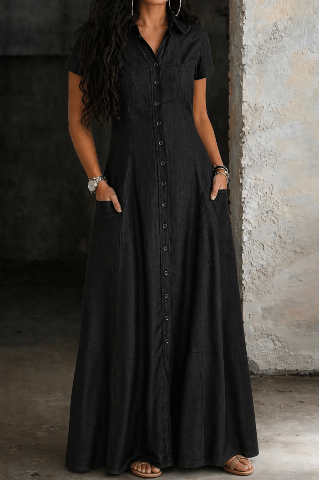 Hera | Vestido comprido de ganga
