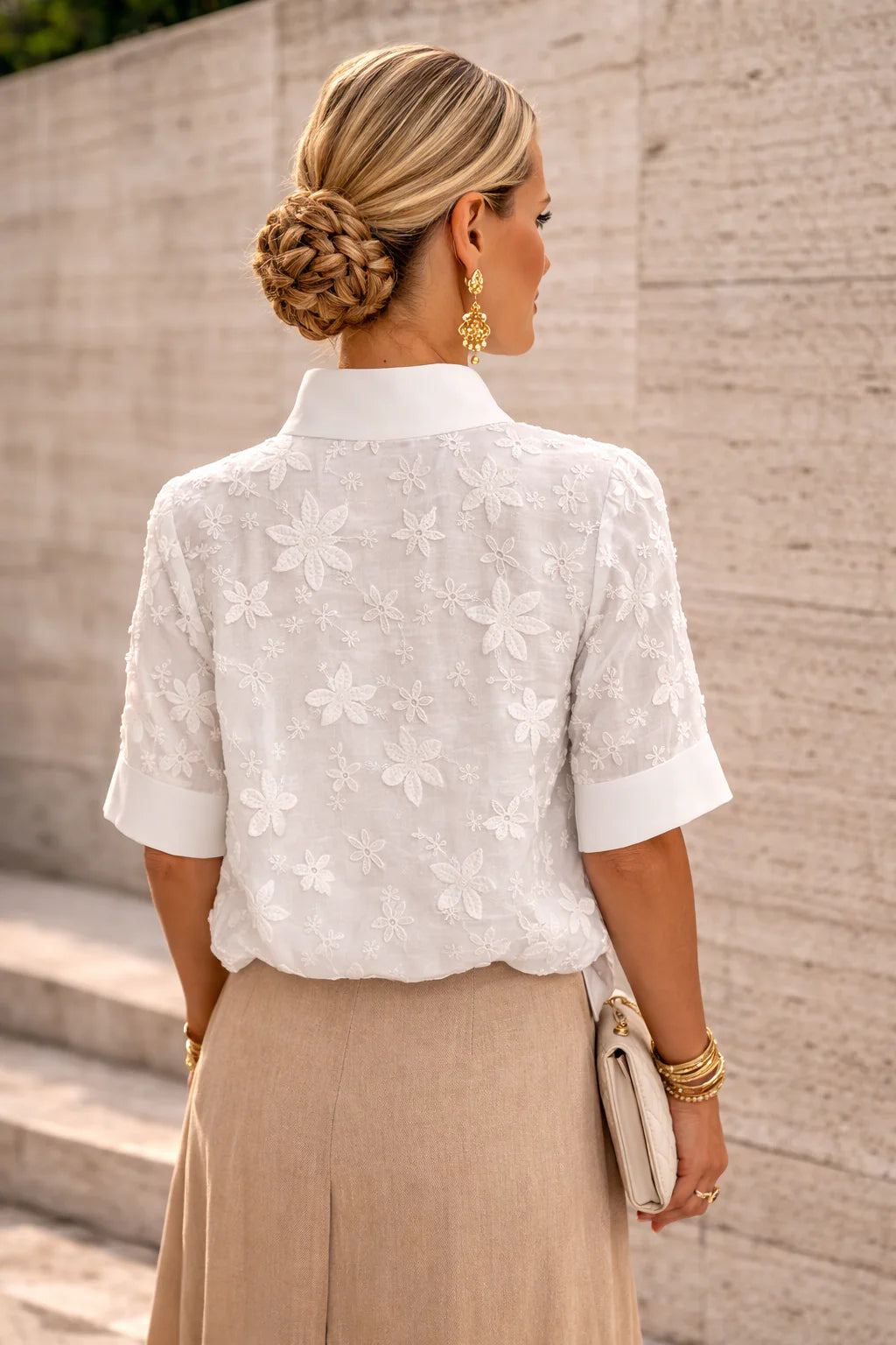 Sonelita™ | Blusa elegante com gola padre