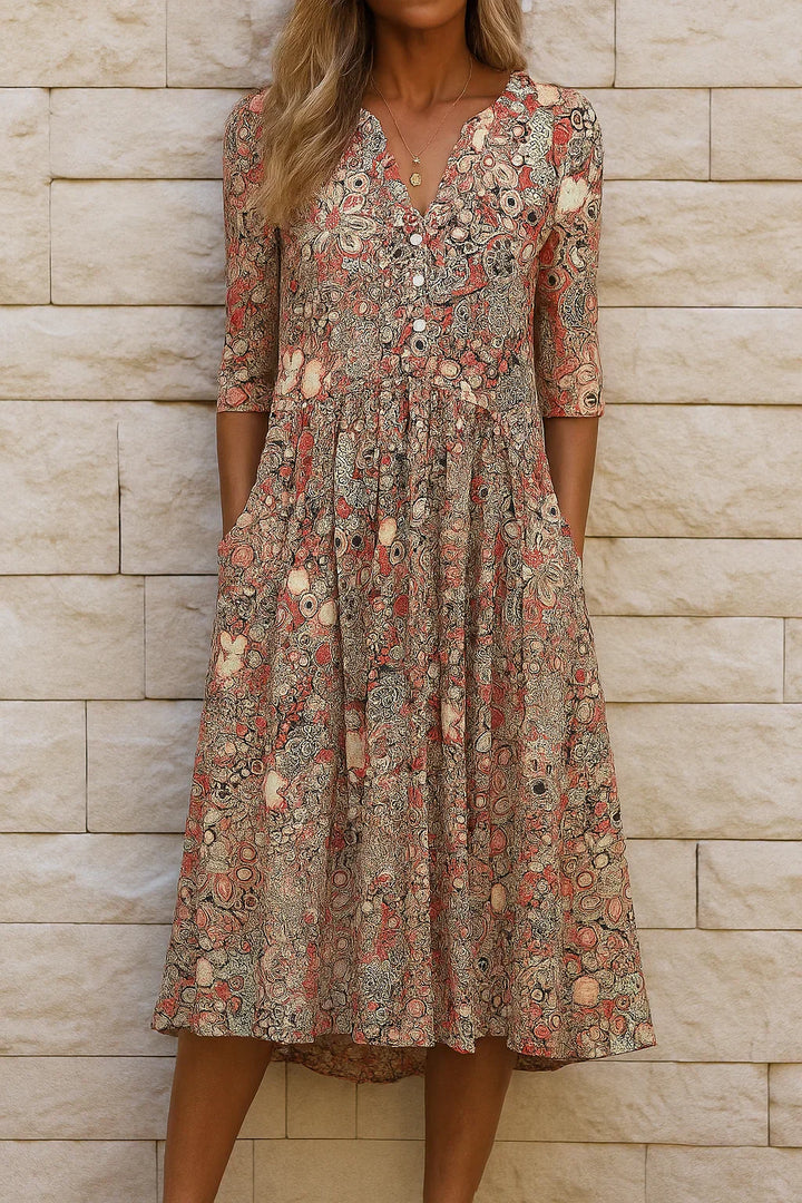 Harlow | Vestido Midi Elegante con Escote en V y Gracia