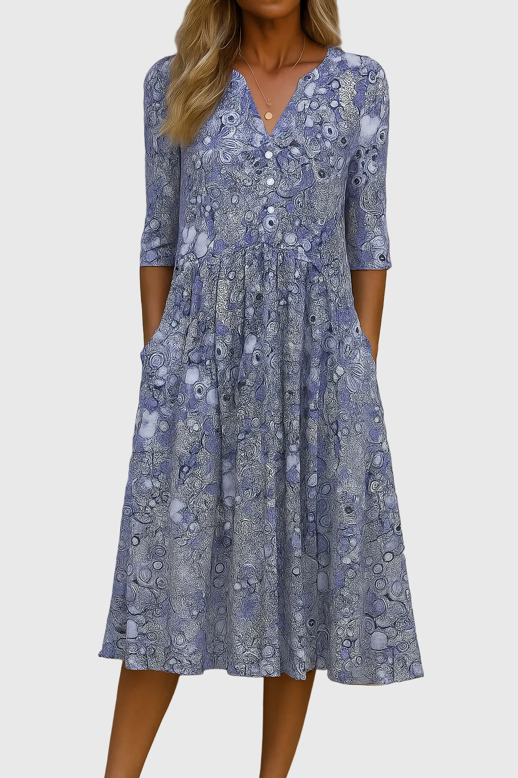 Harlow | Vestido Midi Elegante con Escote en V y Gracia