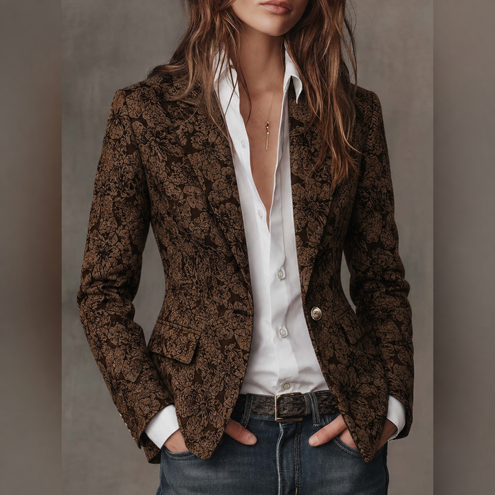 Brenda - Women’s Paisley Jacquard Fitted Blazer
