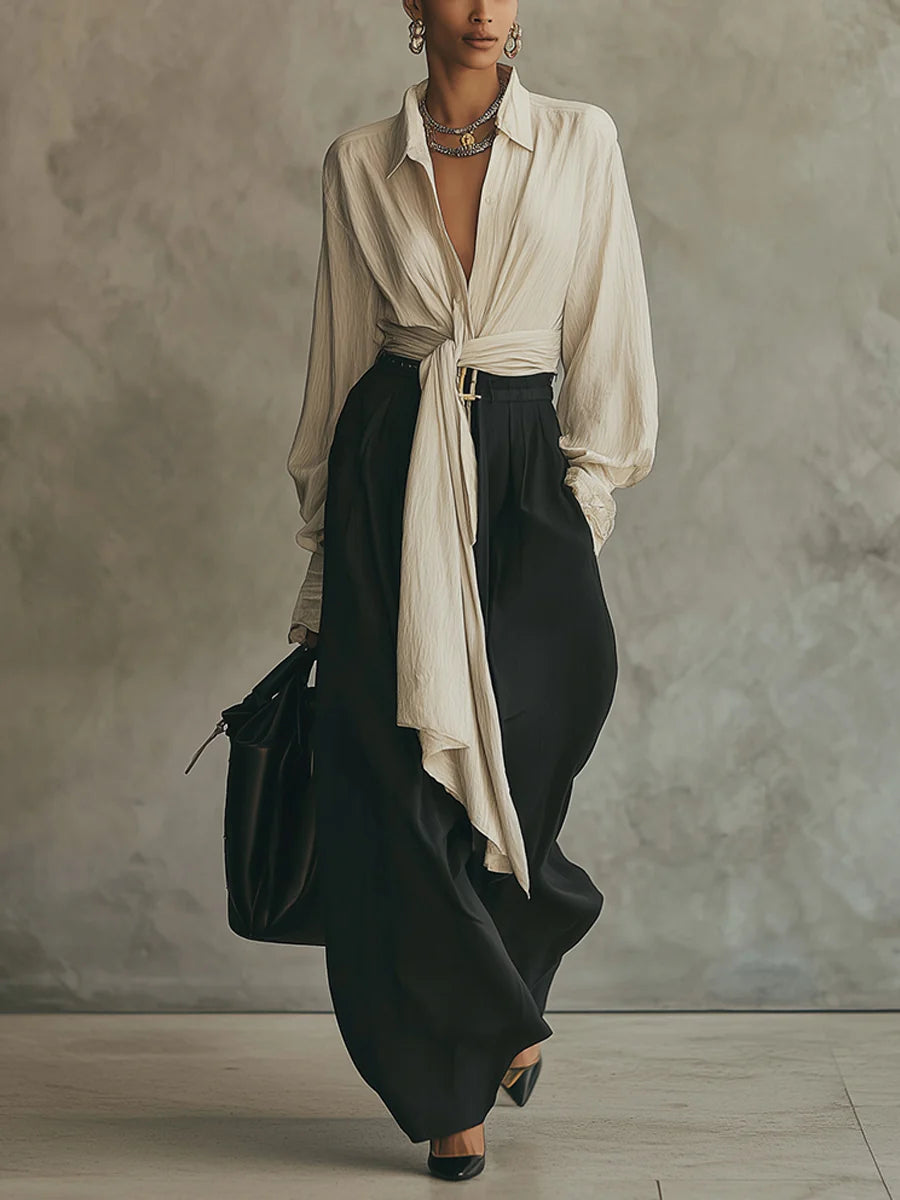 Conjunto Samantha de camisa com cordões e calças