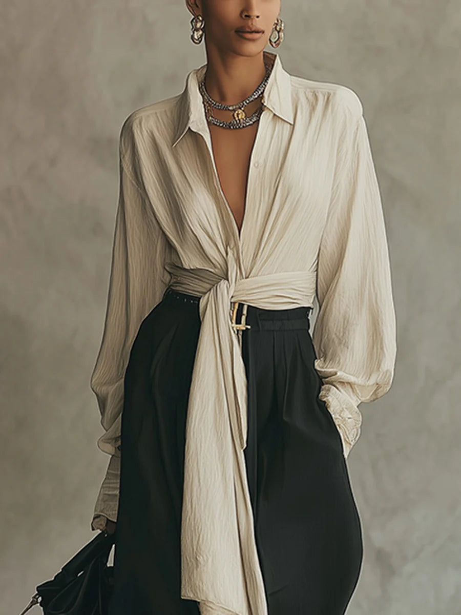 Conjunto Samantha de camisa com cordões e calças