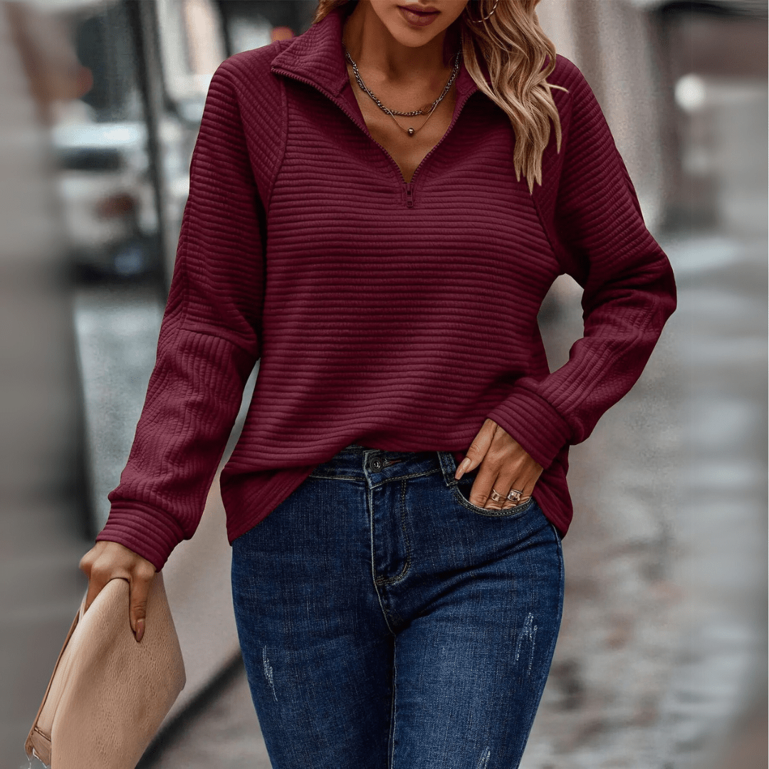 Jenica | Suéter chic con media cremallera