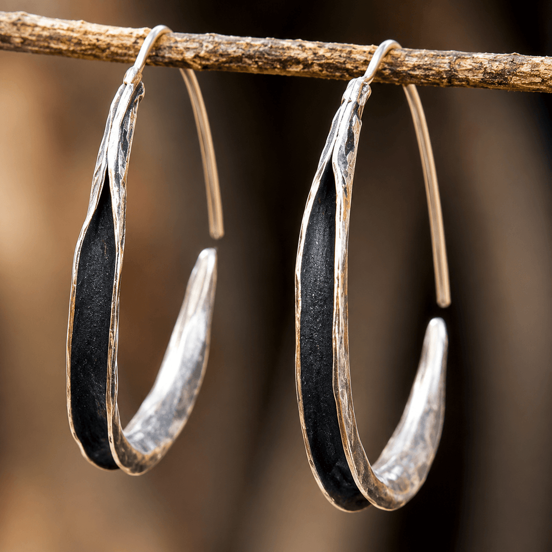 Handcrafted Retro Boho Copper Hoop Earrings