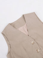 Conjunto de calça pantalona plissada com decote em V Lila