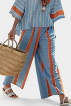 Velmere | Top sofisticado de rayas color terracota y pantalón de lino