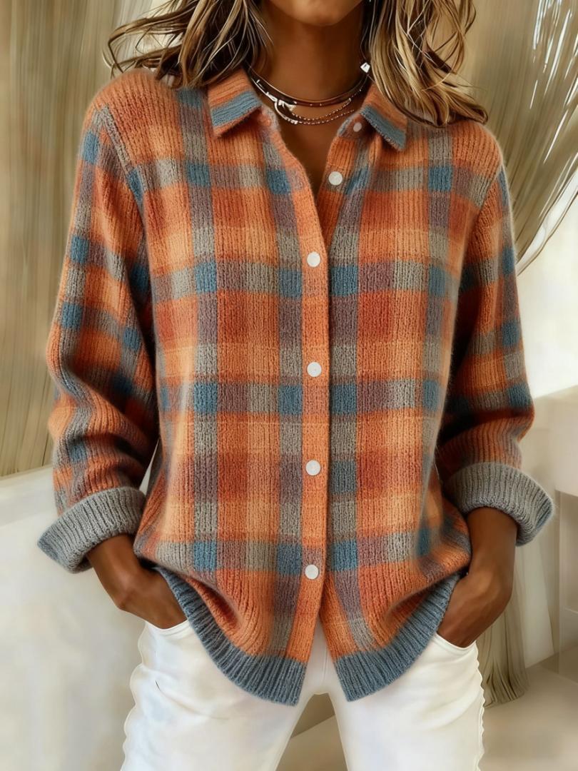 Sofia™ – Blusa Xadrez Feita de Material Quente e Macio de Moletom