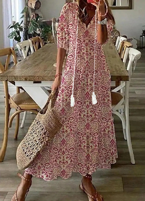 Amalia | Vestido Maxi Boho Vintage de Verão