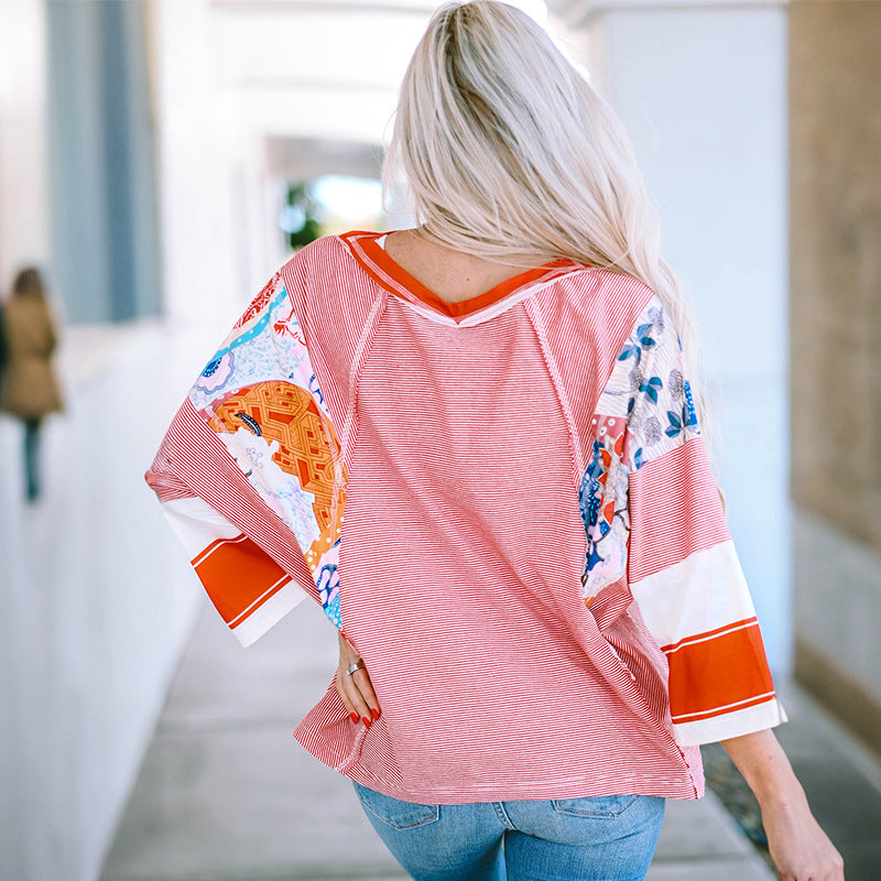 BAILEY™ – Blusa Leve Patchwork com Mangas Morcego