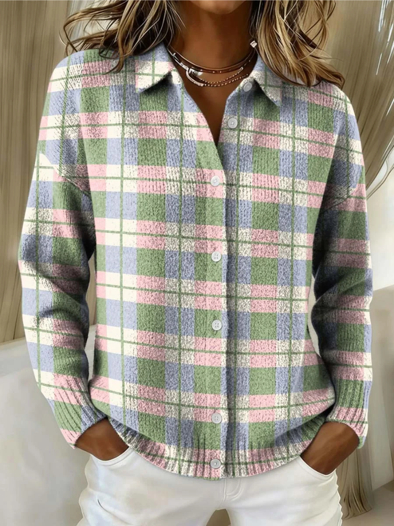 Lena™ – Blusa con Capucha a Cuadros en Colores Pastel Frescos