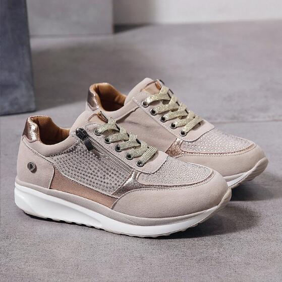 Camille | Women Contoured Zip Sneakers With Shimmer Mesh
