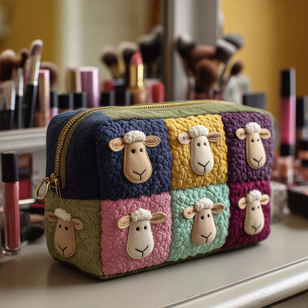 Kaia | Meadow Sheep Quilted Cosmetic Bag
