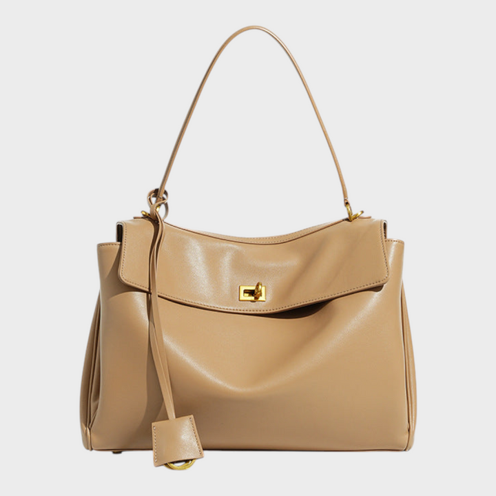 Libby | Structured Leather Handbag with Magnetic Flap Closure