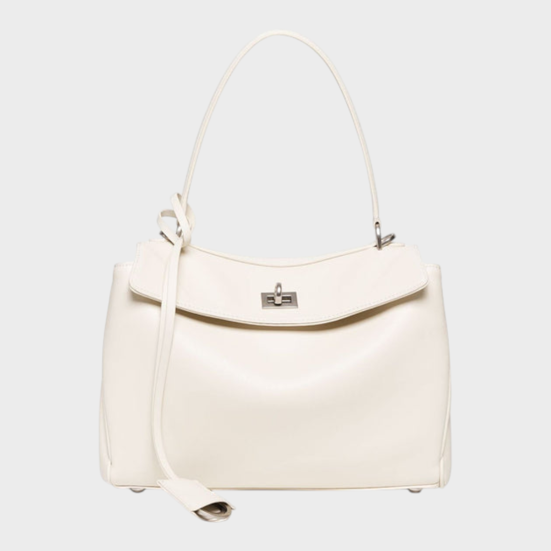 Libby | Structured Leather Handbag with Magnetic Flap Closure