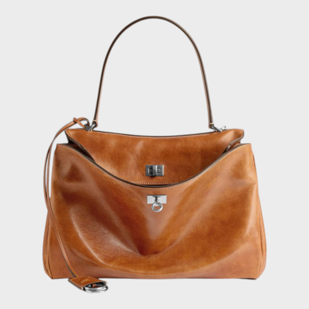 Libby | Structured Leather Handbag with Magnetic Flap Closure
