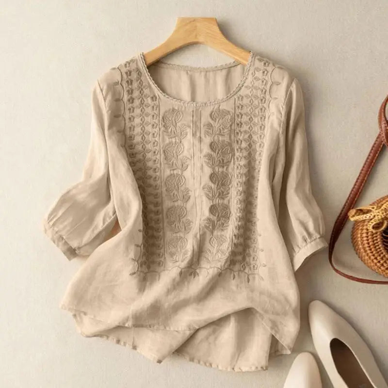 Aurora – Blusa relajada bordada