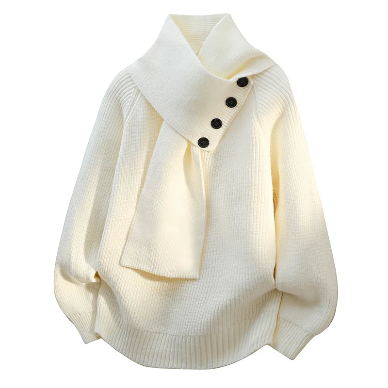 Elara™ | Soft Button-Detail Knit Sweater
