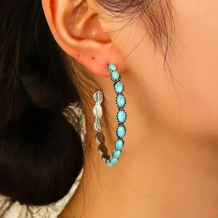 Vintage Bohemian Turquoise Circle Earrings