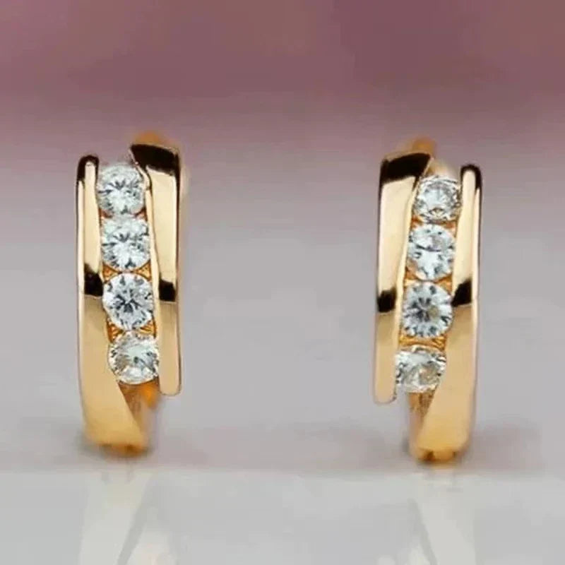 Gold Elegant Zirconia Earrings