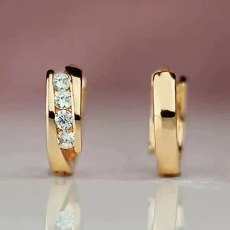 Gold Elegant Zirconia Earrings