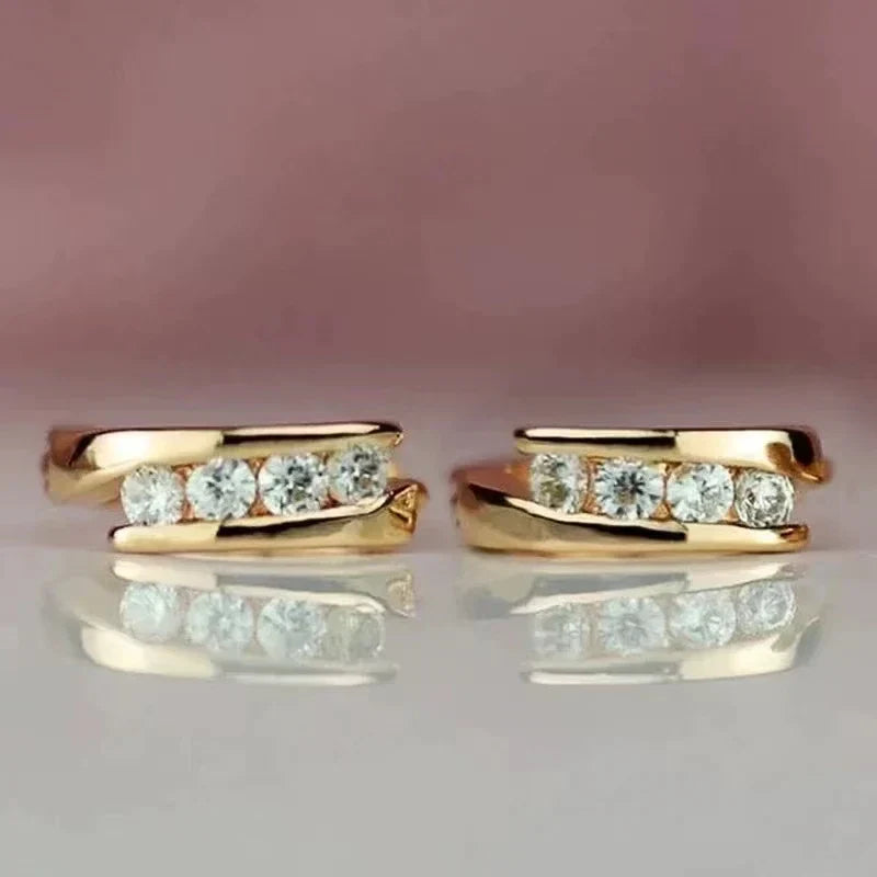 Gold Elegant Zirconia Earrings