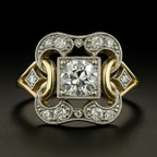 Elegante anillo vintage dorado con circonitas