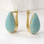 Turquoise Pavé Teardrop Hoop Earrings