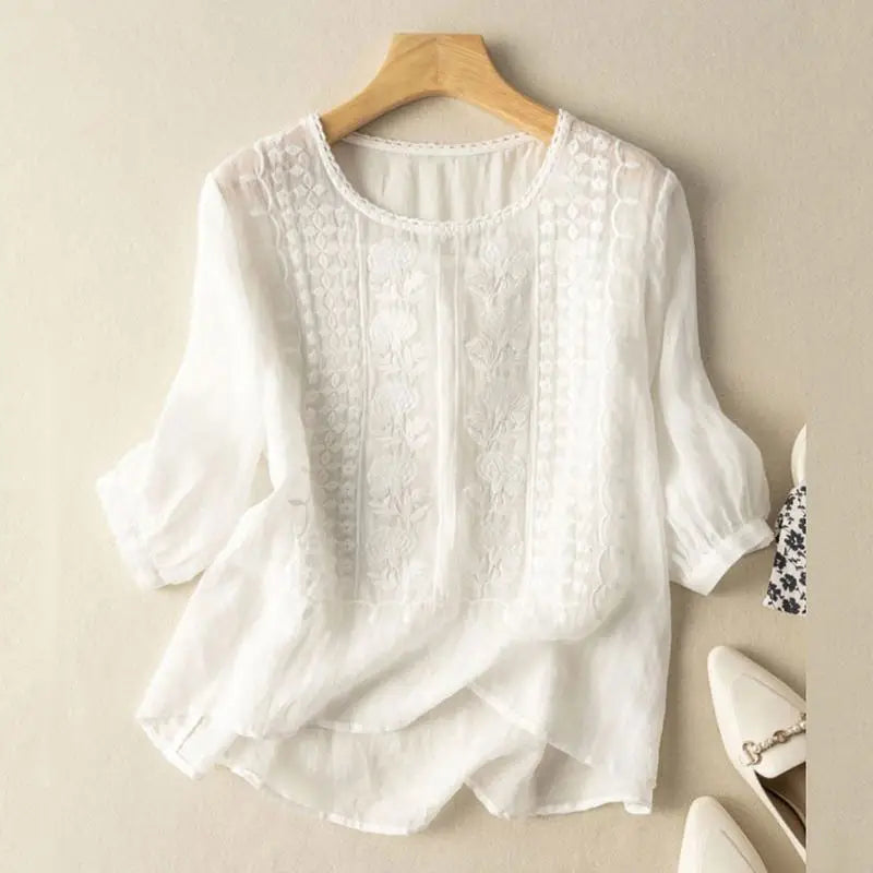 Aurora – Blusa relajada bordada