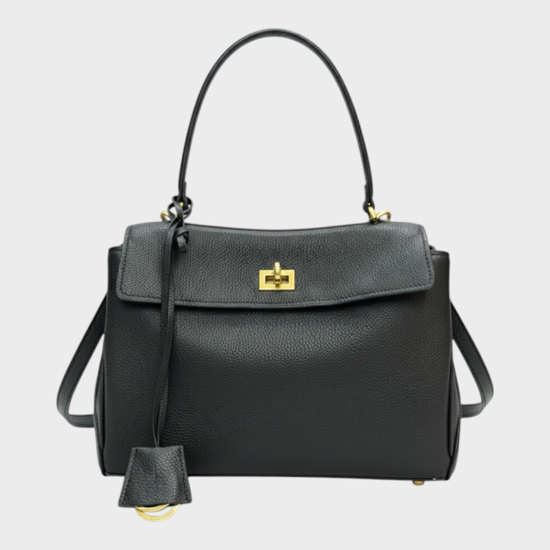 Libby | Structured Leather Handbag with Magnetic Flap Closure