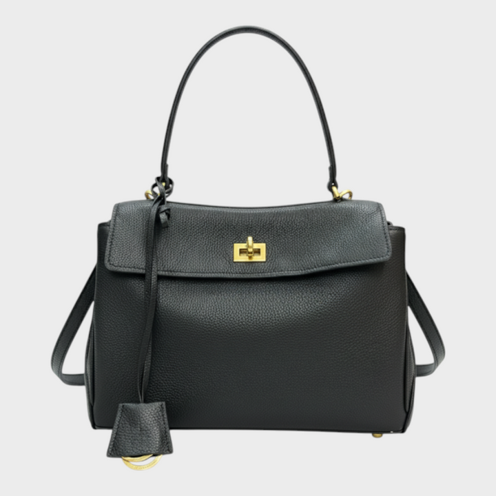 Libby | Structured Leather Handbag with Magnetic Flap Closure