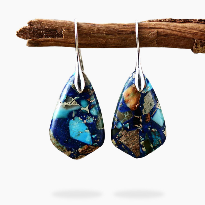 Natural Stone Abstract Jasper Drop Earrings