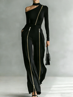 Conjunto Sienna com ombros descobertos e fecho de correr
