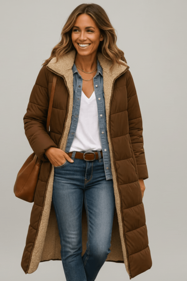 Amelia | Women Hooded Longline Puffer Coat