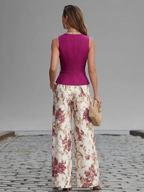 Lila Conjunto de pantalones con estampado floral