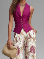 Lila Conjunto de pantalones con estampado floral