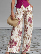 Lila Conjunto de pantalones con estampado floral