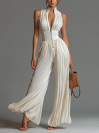 Fato-macaco Zsófia – chiffon branco plissado