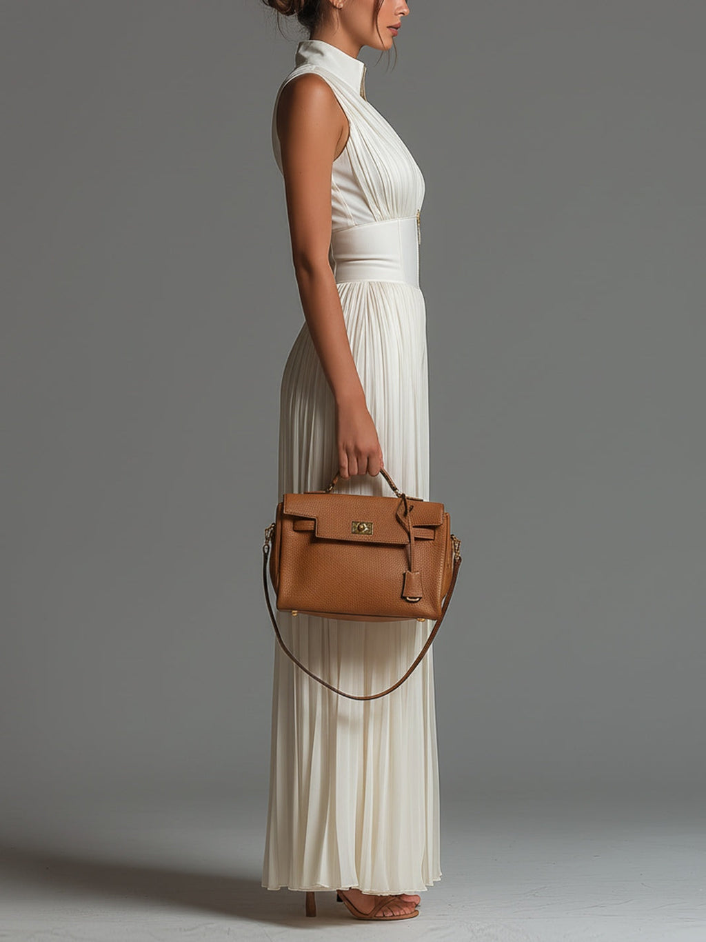 Fato-macaco Zsófia – chiffon branco plissado