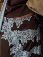 Isabella Lace Panel Top and Skirt Suit Set