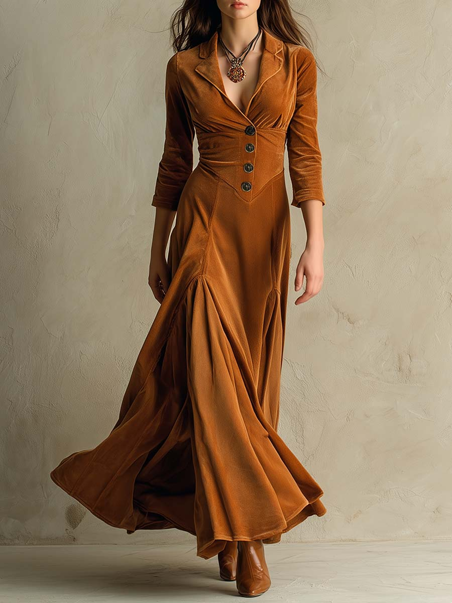 Vestido comprido de veludo Vivienne