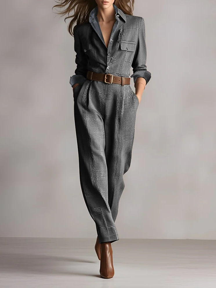 Macacão utilitário Samantha em tweed