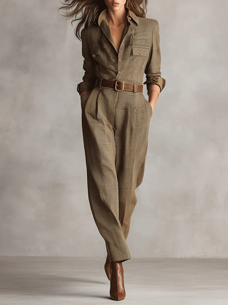 Macacão utilitário Samantha em tweed