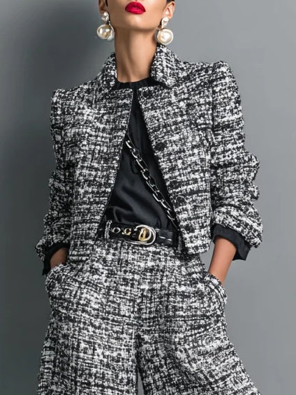 Conjunto de chaqueta y pantalón de tweed Tessa