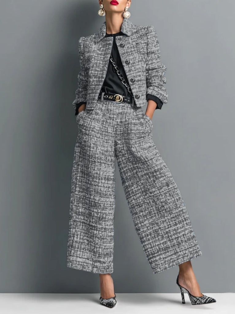 Conjunto de chaqueta y pantalón de tweed Tessa