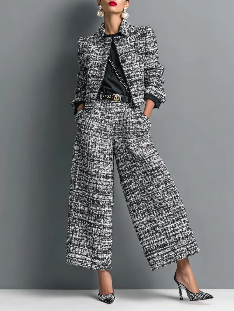 Conjunto de chaqueta y pantalón de tweed Tessa