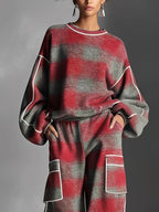 Conjunto de sudadera con bloques de color y pantalones casuales Samantha